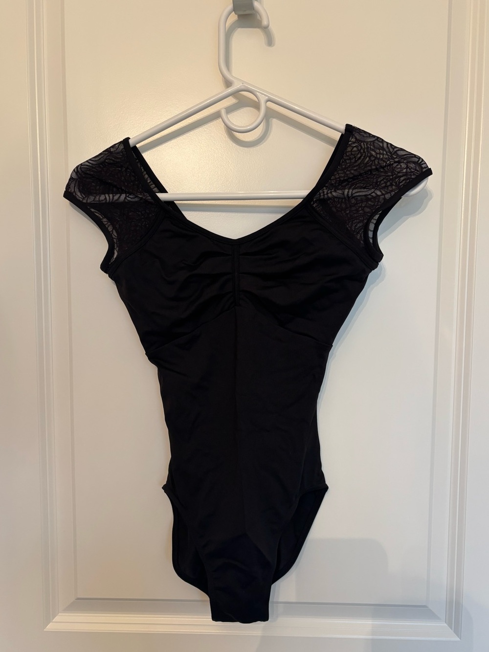 Black Lace Cap Sleeve Leotard Adult XS